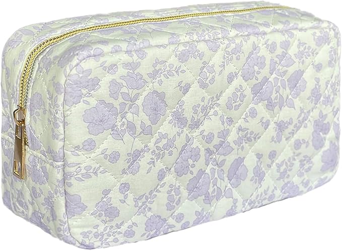 Quilted makeup bag floral makeup