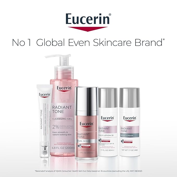 Eucerin Radiant Tone Dual Serum Dark Spot Corrector, Dark Spot Serum with Thiamidol and Hyaluronic Acid, Helps Visibly Reduce the Look of Persistent Dark Spots, 1 Fl Oz Bottle