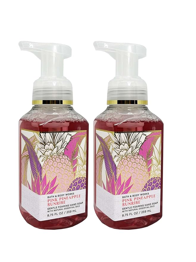 Bath & Body Works Pink Pineapple Sunrise Gentle Foaming Hand Soap 8.75 Ounce 2-Pack (Pink Pineapple Sunrise)