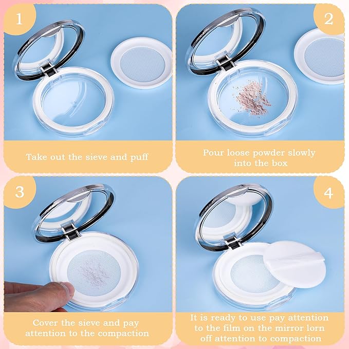Mabor 2pcs Loose Powder Containers Powder for Women Powder Case