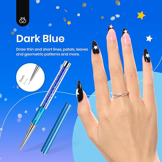 Beetles Gel Polish Nail Art Liner Brushes 5Pcs Painting Art Design Pen Set Diamond Application Rhinestone Handle Dotting Drawing Sizes 5 7 9 11 20mm Nail Design Gift for Women