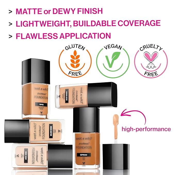 wet n wild Photo Focus Dewy Liquid Foundation Makeup, Desert Beige