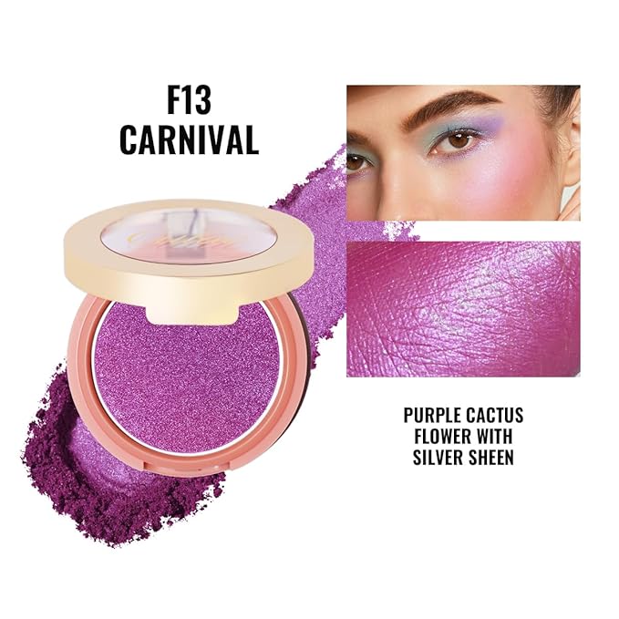Oulac Luminisers Powdery Blush for Cheeks Sliky Glow,Brighten Skin As Highlighter Blush Makeup, Shimmer Blusher,Buildable and Vegan Cosmetics,4.8g F13 Carnival