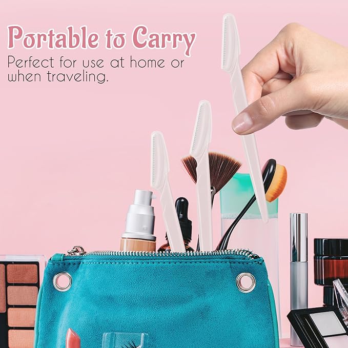 16 Pcs Light Pink Eyebrow Razor, Face Razors Multipurpose, Facial Razors for Women Men, Eyebrow Trimmers Shaver with Protective Cover, Dermaplaning Tools for Face Body Use, Facial Hair Removal Tools