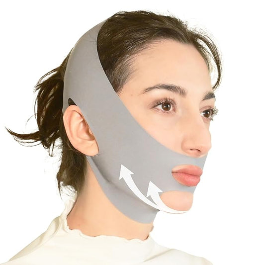 V Line Lifting Mask Chin Strap for Sleeping, Face Lifting Strap, Chin Strap, V Line Mask, Jawline Shaper, Jaw Strap, Double Chin Reducer, Face Lift Tape & Snoring Solution (Grey)