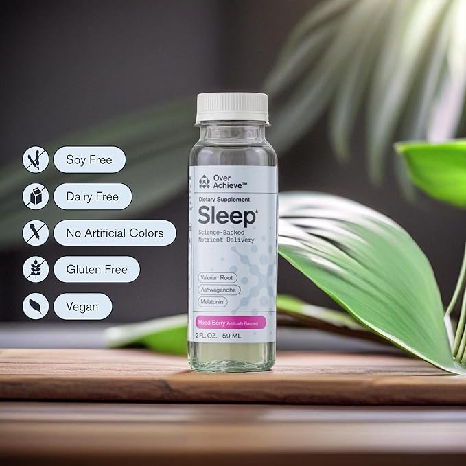 Sleep Drink with Advanced Nanoscience Technology - Contains Melatonin, Ashwagandha and Valerian Root - 3 Pack Liquid Sleeping Aid Help Fall Asleep Faster, Mix Berries 2oz