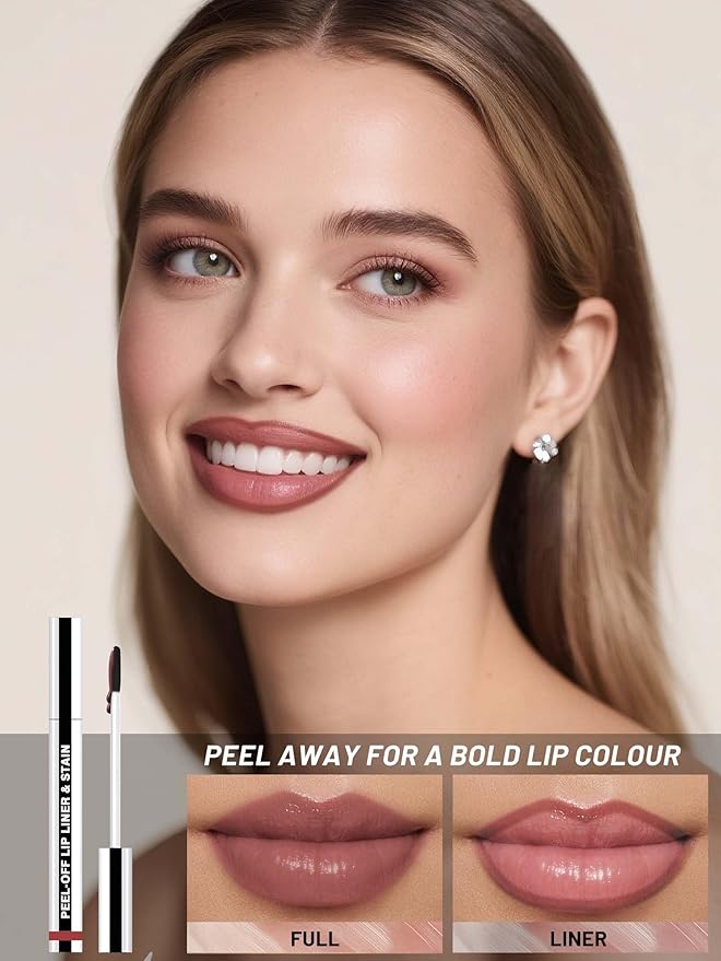 Lip Stain Peel Off Lip Liner Stain with Tweezer, Long Lasting Matte Lip Tint Tattoo, Highly Pigmented Color Lip Makeup, Waterproof Lipstick, Transfer-proof Lipstain for Women, Rose Pink