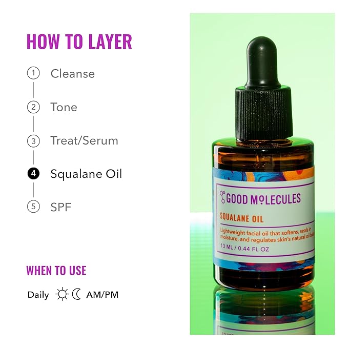 Good Molecules Squalane Oil - Moisturizer for Face, Skin, and Hair, Plumping, Firming, Anti-Aging - Skincare for Face to Hydrate and Calm the Skin