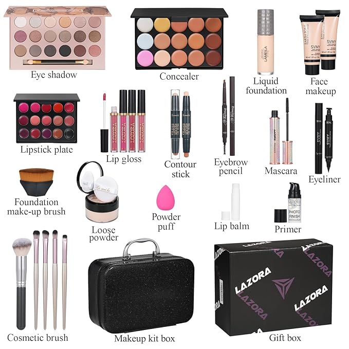 All in One Makeup Kit Makeup Kit for Women Full Kit Makeup Set Multipurpose Bundle Holiday Gift Box Essential Starter Bundle Include Full Makeup Kit for Women (Box3)