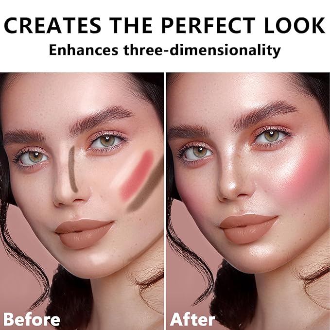 3 Pcs Contour Stick, Highlighter Stick, Blush Stick, Cream Contour Kit with Contour Brush, Create Face Contour, Non-greasy, Waterproof Long-lasting Effect for Women (2+5+6,LIGHT MEDIUM)