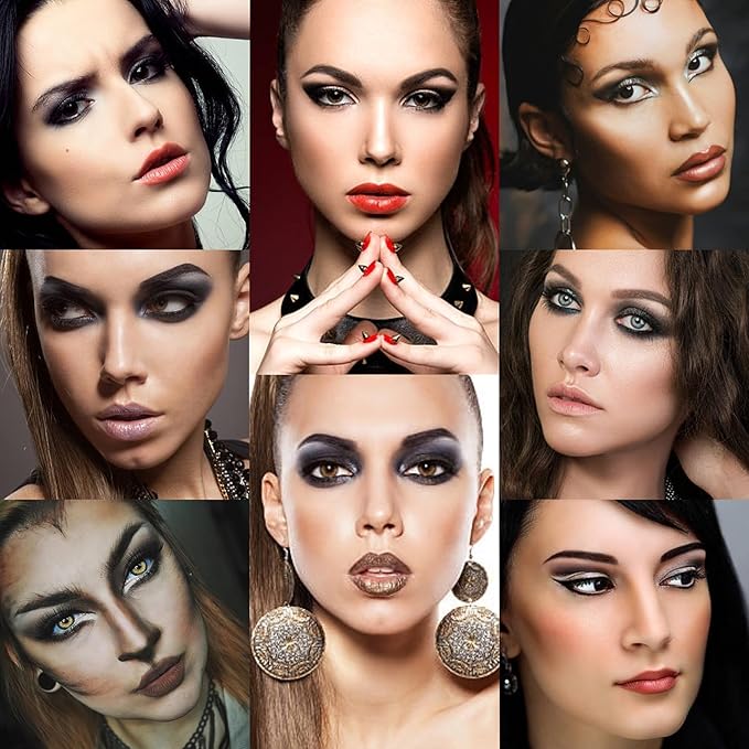 Black Smokey Eyeshadow Palette, 9 Colors Black Silver Gray White Goth Eyeshadow Makeup Palette, Waterproof Cool Toned Matte Glitter Eyeshadow Palette Sombras De Ojos Profesional