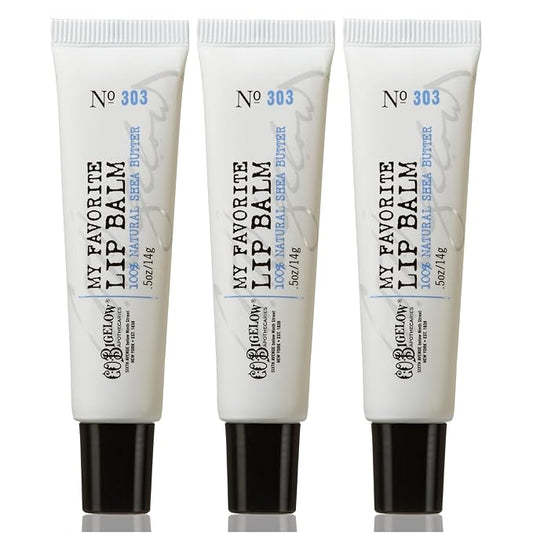 C.O. Bigelow My Favorite Lip Balm Trio, Lip Balm Tubes for Dry Lips, Moisturizing Lip Care with Shea Butter, Bulk Lip Balm 3 Pack, 0.5 oz Each