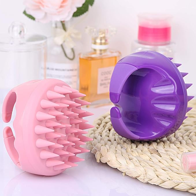3 Pcs Silicone Scalp Massager & Shampoo Brush, Handheld Scalp Scrubber Cleansing Brush for Shower