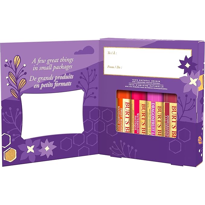 Burt's Bees, 4 Lip Balms, Beeswax Bounty Set, Pomegranate, Sweet Mandarin, Coconut And Pear & Watermelon