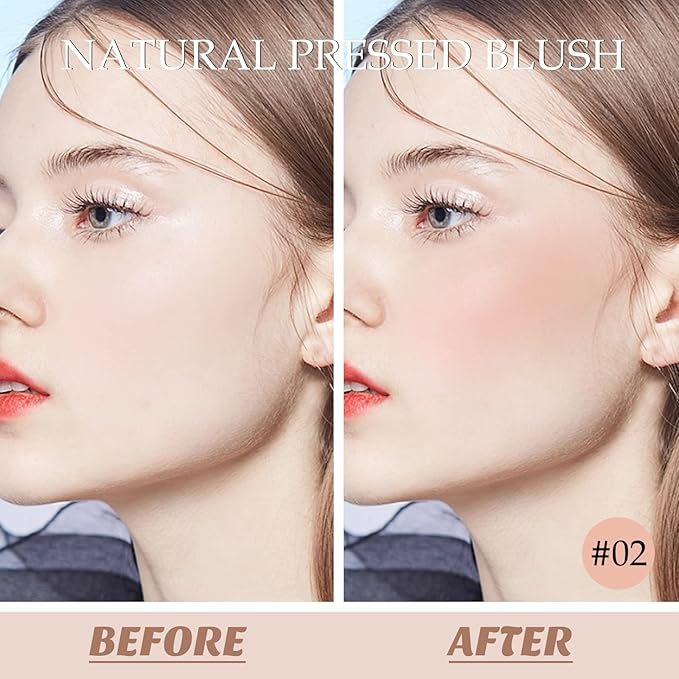 Boobeen Powder Blush, Single Color Blush Face Blush Palette Matte Baked Cream Blush Makeup Powder, High Pigment Pressed Blush for Create a Natural Cheek Flushed Look