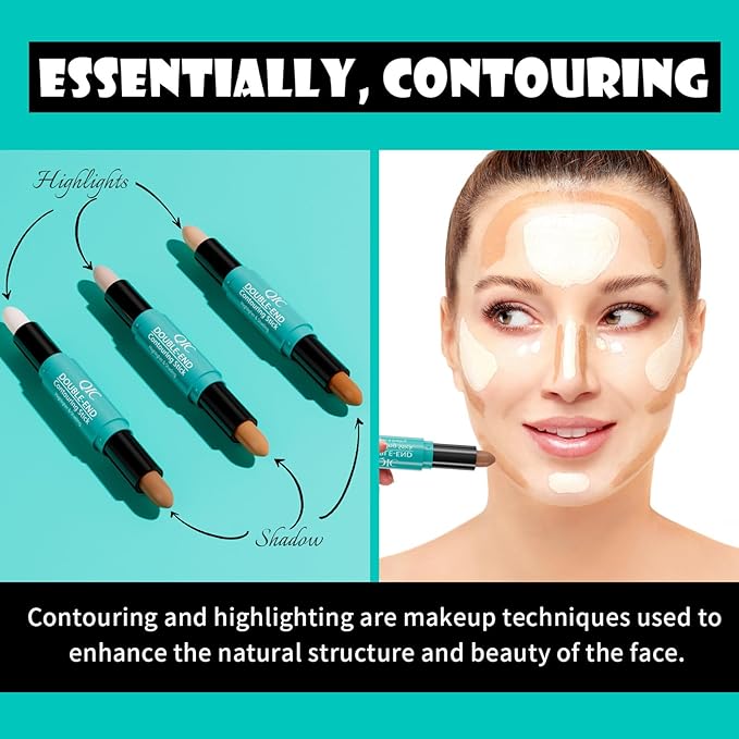 MEICOLY 2-in-1 Highlighter Contour Stick,Cool Toned Contour Stick,Makeup Shaping Stick,01