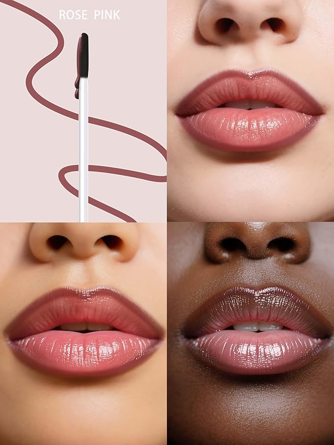 Lip Stain Peel Off Lip Liner Stain with Tweezer, Long Lasting Matte Lip Tint Tattoo, Highly Pigmented Color Lip Makeup, Waterproof Lipstick, Transfer-proof Lipstain for Women, Rose Pink