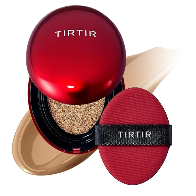 TIRTIR Mask Fit Red Cushion Foundation | Full coverage, Weightless, Skin fit, Satin Glow Finish, Korean Makeup BB Foundation, beauty, Tattoo cover up, Buildable (#34W Toffee, 0.63 Fl Oz)
