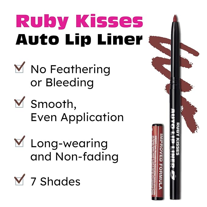 Ruby Kisses Auto Lip Liner Pencil, Long Lasting, Lip