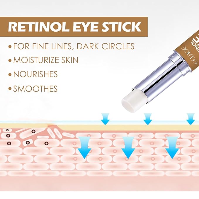 Retinol Eye Stick with Collagen & Hyaluronic Acid Eye Cream for Dark Circle and Puffiness, Brightening Eye Balm Reduces Fine Lines and Bags in 4 Weeks