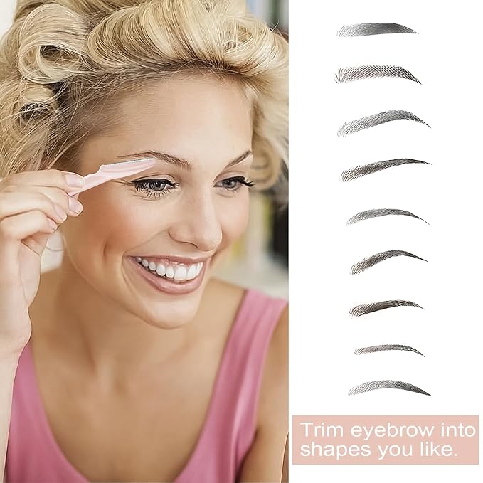 21 Pcs Eyebrow Razors, Face Razors Multipurpose, Exfoliating Dermaplaning Tools, Eyebrow Trimmers Shaver with Safety Cover, Facial Hair Removal for Women Men Body Use (Light pink)