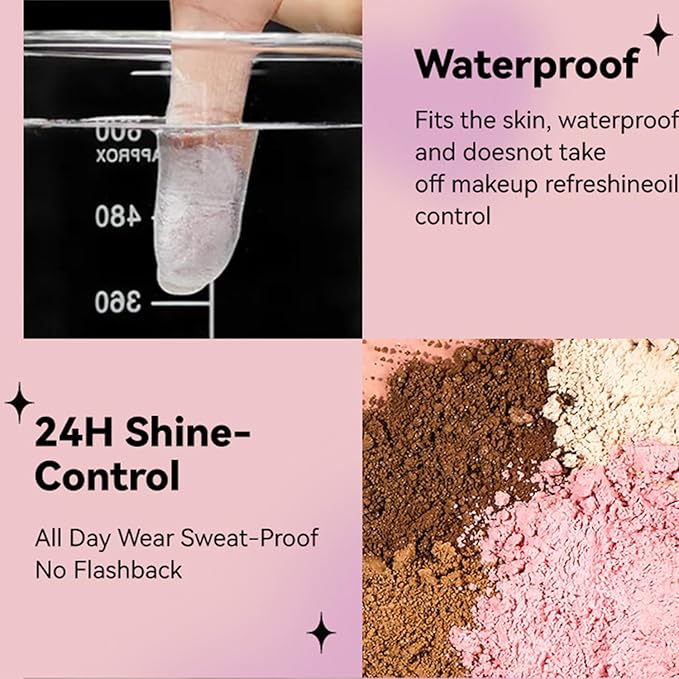 Loose Face Powder Setting Powder, Shimmer Glitter Loose Powder, Matte Finishing Powder Shine, Waterproof, Oil Control, Lightweight Face Powder Makeup for All Skin Tones (Dark Complexion Shimmer)