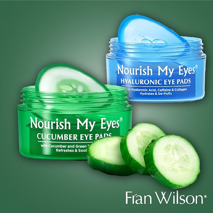 Fran Wilson NOURISH MY EYES Cucumber and Green Tea Pads - 36 Pads each (PACK OF 6) At-Home Spa Treatment to refresh and decrease puffiness under the eyes