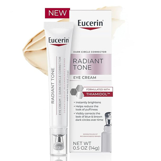 Eucerin Radiant Tone Eye Cream Dark Circle Corrector, Eye Brightening Cream with Thiamidol and Hyaluronic Acid, Helps Reduce the Look of Eye Puffiness, 0.5 Oz Tube