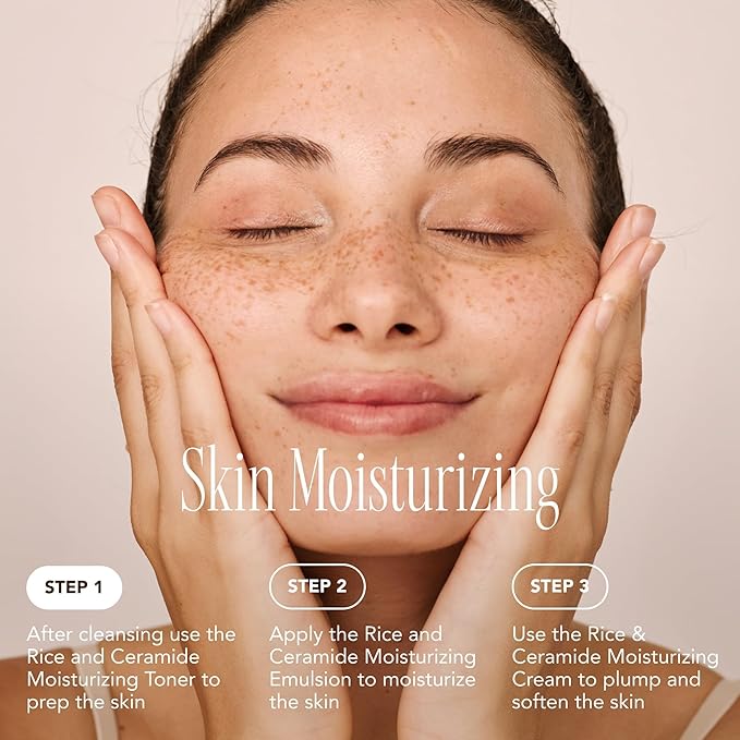 The Face Shop Rice Ceramide Moisturizing Emulsion - Rice Extract - Lightweight Face Moisturizer - Brightening - Hydrating Targets Dryness - Strengthens Skin Barrier - Face Lotion - Korean Skin Care