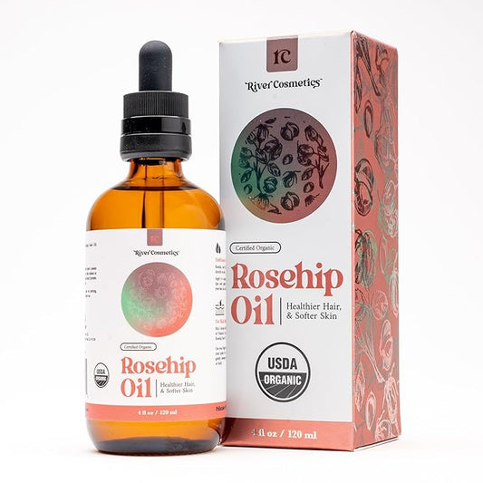 Organic Rosehip Oil, Cold Pressed Rosehip Oil for Face, Skin Care, Gua Sha, and Hair Care, USDA Certified Organic 100% Pure, Hexane Free, 4 Fl Oz.