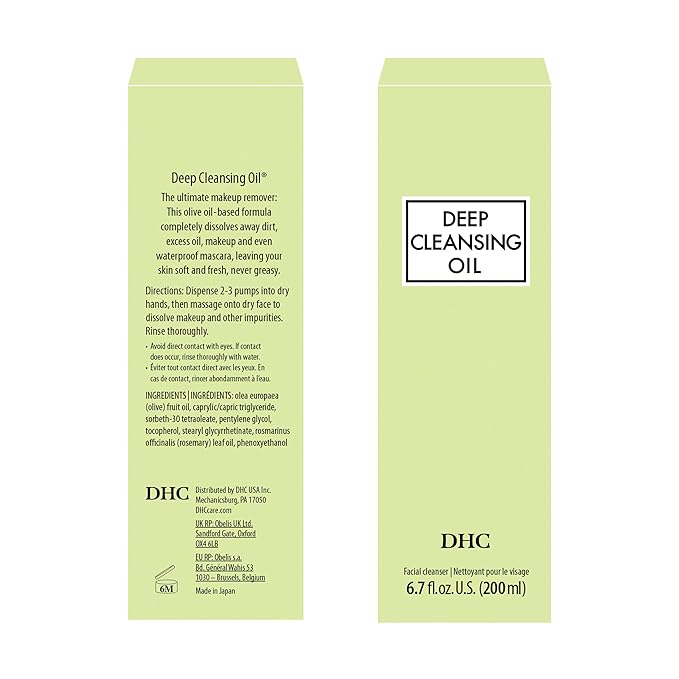 DHC Deep Cleansing Oil, Facial Cleansing Oil, Makeup Remover, Cleanses without Clogging Pores, Residue-Free, Fragrance and Colorant Free, All Skin Types, 6.7 fl. oz.