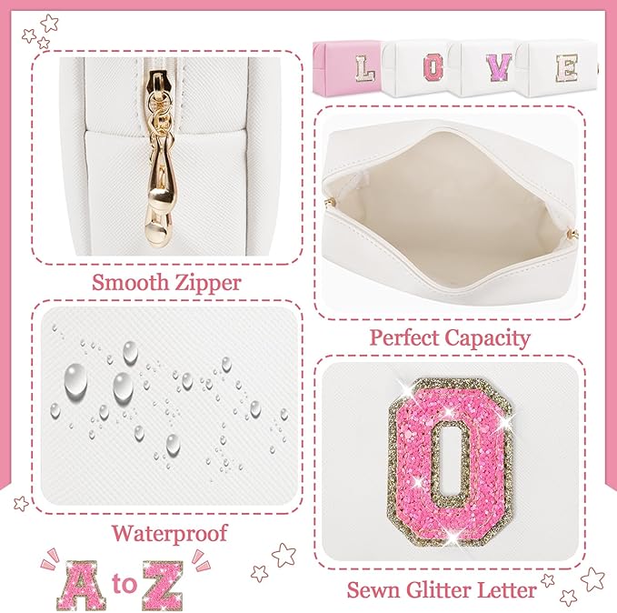 Personalized initial letter makeup bag,