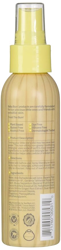 Baby Bum Baby Bum Conditioning Detangler Spray - Leave-in Conditioner â€“ Natural Fragrance - Gentle & Safe With Soothing Coconut Oil - 4 Fl Ounce, 4 Fluid Ounce (Pack Of 6)