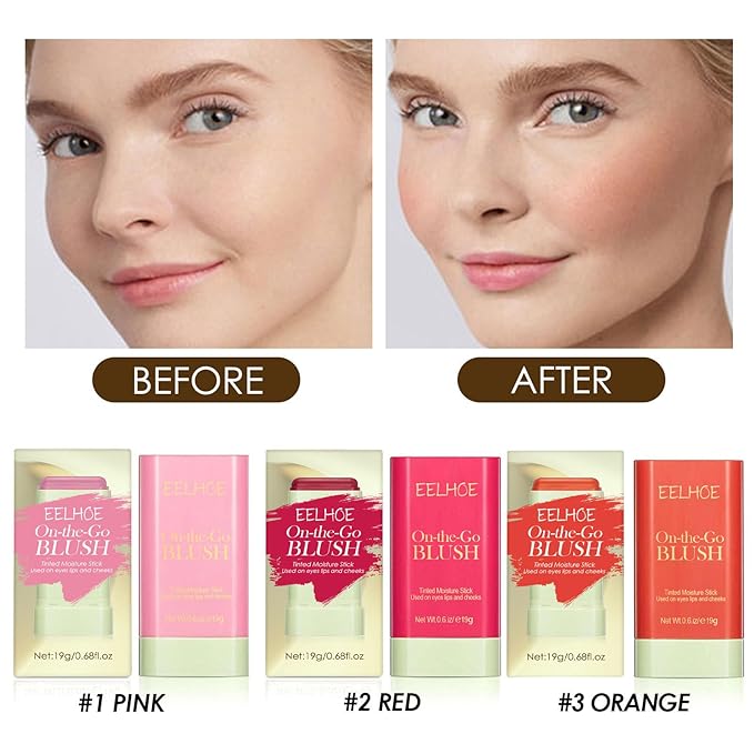 Multi-Use Makeup Blush Stick, Cream Blush Stick, Tinted * 9.1cm)