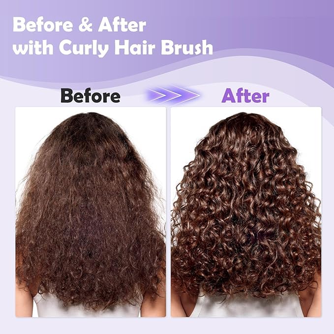 Curl Defining Brush, Curly Hair Brush Defining with Side Gear for Combing, Shaping, and Styling Curly Hair, Lightweight Candy Brush Suitable for All Wet or Dry Hair Types for Women and Men (Purple)