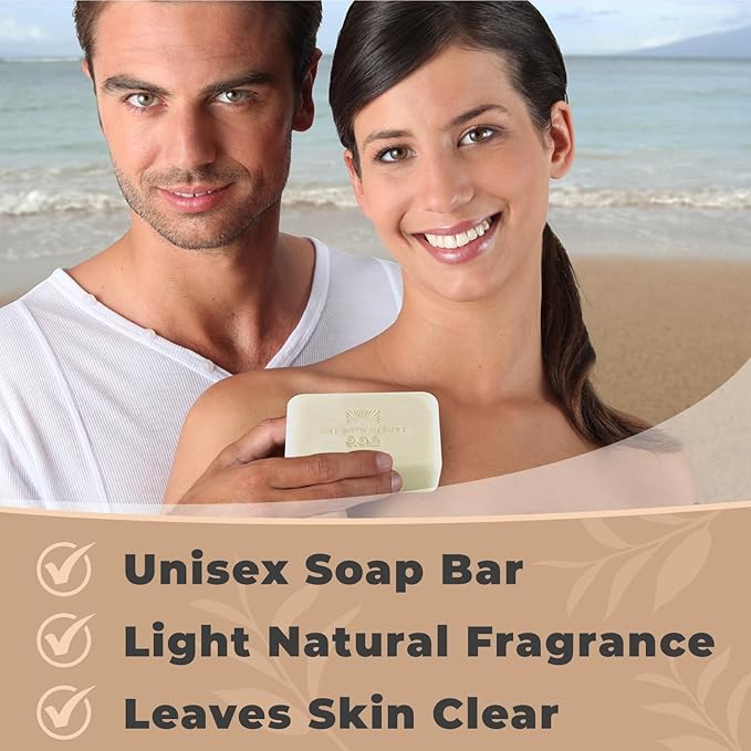 One With Nature Dead Sea Salt Soap 7oz 3-Pack – Purifying and Exfoliating Soap Bar with Dead Sea Minerals for Face & Body, for Men & Women