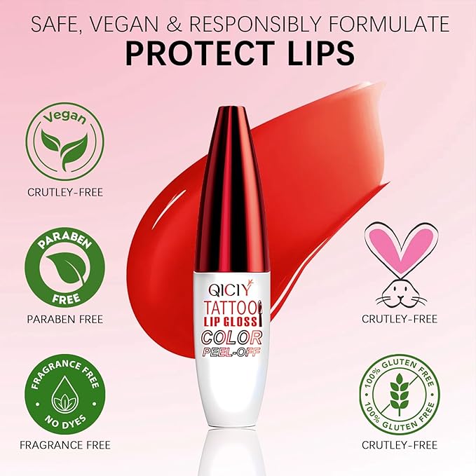 QueenDiary Lip tint Peel Off Lip Stain，Lip Stain Waterproof， Lip Tattoo Peel Off with Matte Finish, Long Lasting, Transfer-proof, Highly Pigmented Color (Crush Stain)