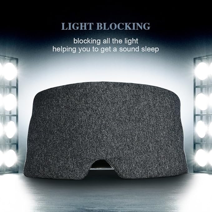 FRESHME Cotton Sleep Eye Mask for Women Men - 100% Blocking Light Travel Blindfold, Soft Zero Pressure Grey Eyes Cover with Adjustable Velcro Strap for Side Sleeper Night Sleeping, Work Nap and Yoga