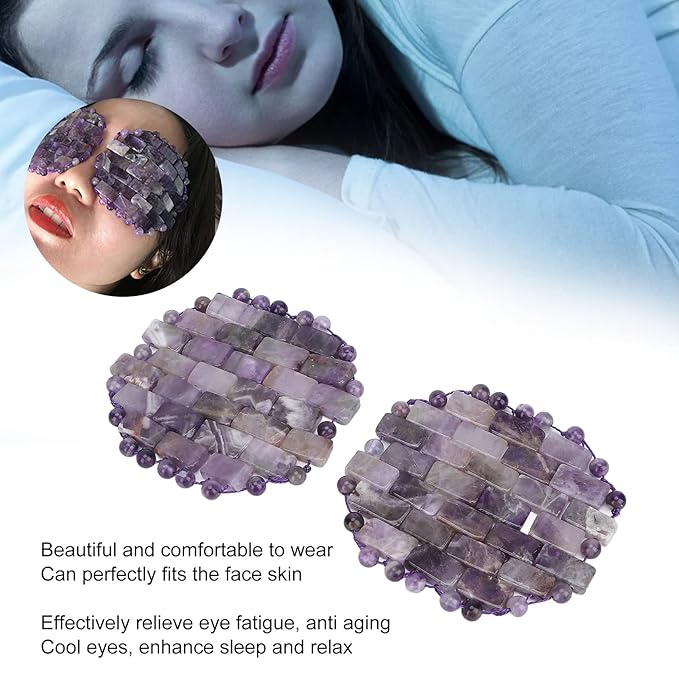 ZJchao Jade Eye Mask, Amethyst Eye Pack Wrinkle Puff Eliminate Dark Circles Fading Quartz Stone Eye Patch Jade Stone, Reusable Jade Eye Pack For Cold & Heat Compress