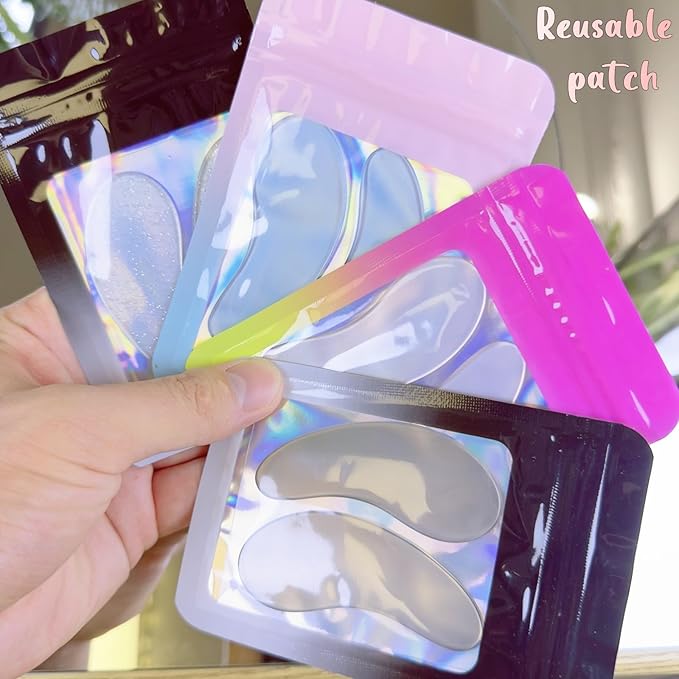 Under Eye Patches For Lash Lift Eyelash Extension Durable Gel Eye Pads Separate Upper & Lower Lashes Sticky Gel Eye Patch - Moon Shape Fit Eyelids Eyelash Mask Cover 4 Colors