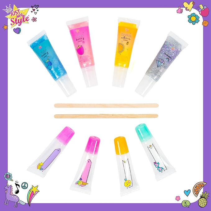 Just My Style Flavor Lab Lip Gloss by Horizon Group USA, DIY 4 Custom Lip Glosses By Mixing Colorful Flavors & Lip Shimmer. Flavors, Shimmer, Lip Gloss Tubes Mixing Stick & Instructions Included