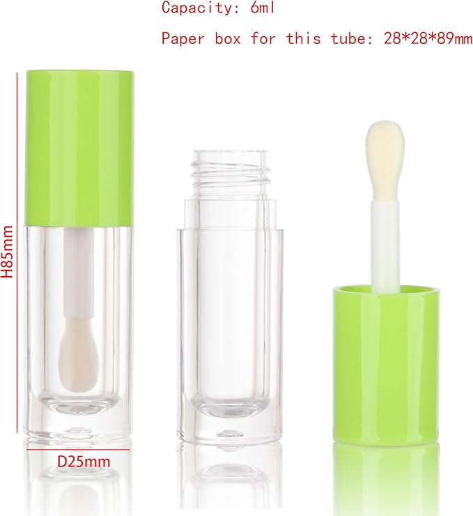 COSIDEA 14pcs Empty 6ml big doe foot wand Chunky lip gloss tubes for DIY lipgloss,Pink round lipgloss containers tubes with thick wand (Green)