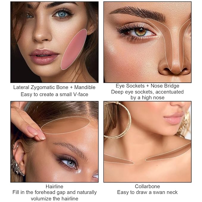 3 Pcs Face Contour Stick Kit, Matte Finish Face Stick Trio with Bronzer Blush Highlighter and Brush, Long Lasting Waterproof Cream Beauty Wand Makeup Set for Sculpt Glowing Face Look (#5, 6, 15)