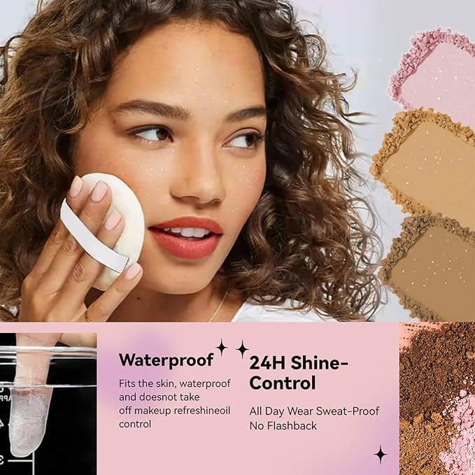 AKARY Dark Complexion Translucent Setting Powder, Shimmer Finishing