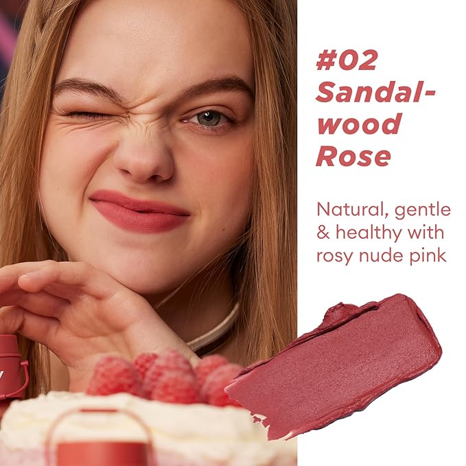 ITY Velvet Matte Finish Lip Stain-Mousse Textured Pudding Pot Lip Clay with Brush, Nude Shade, Dual-Use as Lipstick and Blush, Conceals Lip Lines, Rich Pigment, 0.21 oz (6g) in Sandalwood Rose