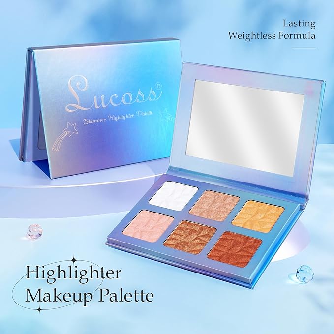 Large Highlighter Makeup Palette Face Highlighter Powder Palette & Luminizers