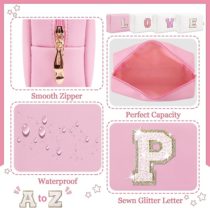 Personalized initial letter makeup bag,