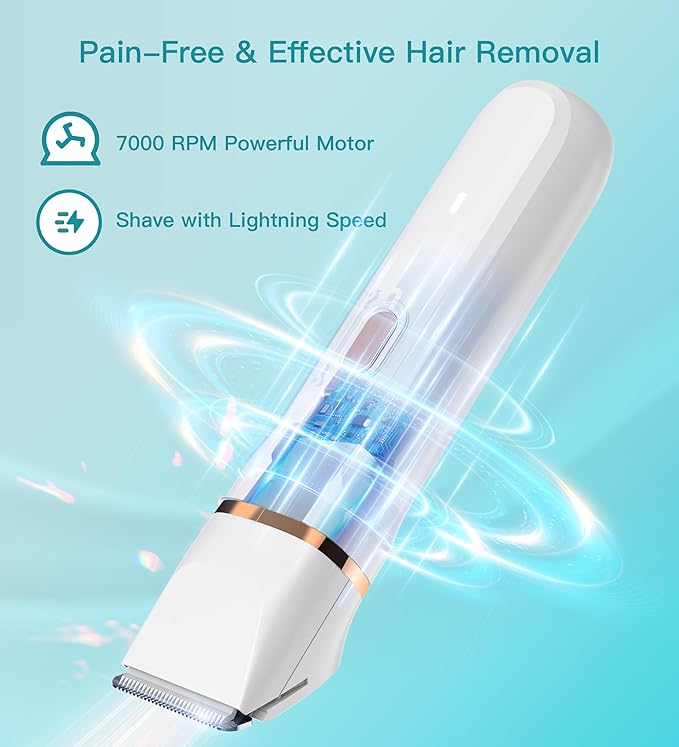 Bikini Trimmer for Women, 3in1 Electric Razor for Women with Facial Trimmers & Intimate Shaver for Sensitive Skin, Waterproof Wet & Dry Use Rechargeable Pubic Hair Trimmer Removal