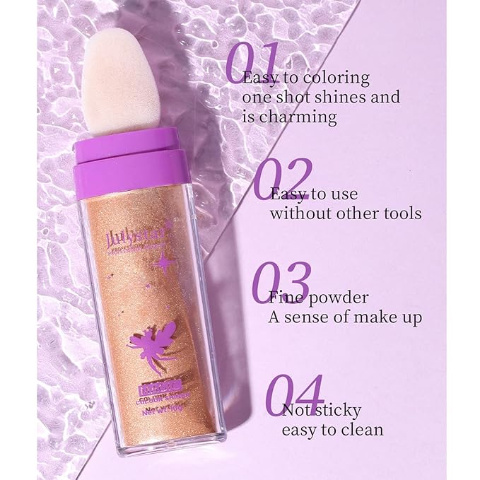 Highlighter Makeup Stick - Patting Powder, Body Glitter Fairy Dust Glitter Fairy Makeup Powder Stick Patting Powder Glitter Contour Blush Powder Face Brightens for Face Body Hair Makeup Kit - 3 Colors