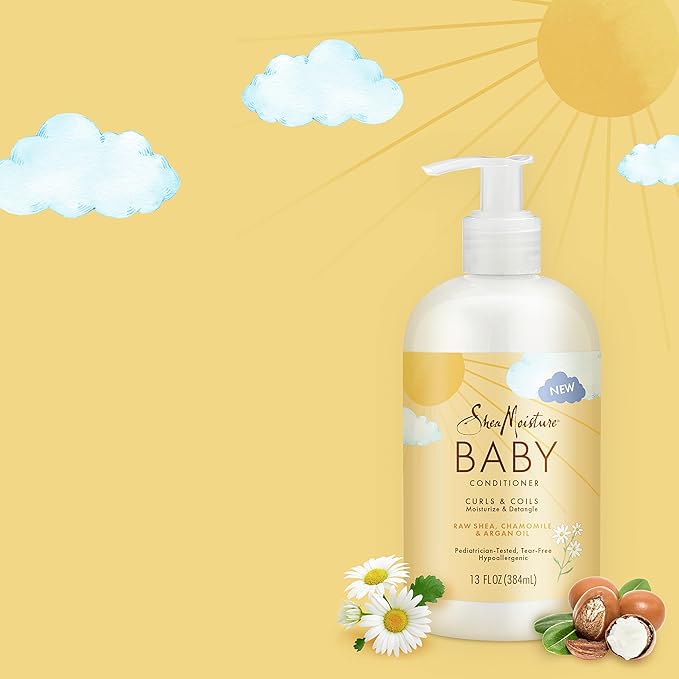 SheaMoisture Baby Conditioner for Curly Hair Raw Shea, Chamomile and Argan Oil Moisturizes and Helps Detangle Delicate Curls and Coils 13 oz